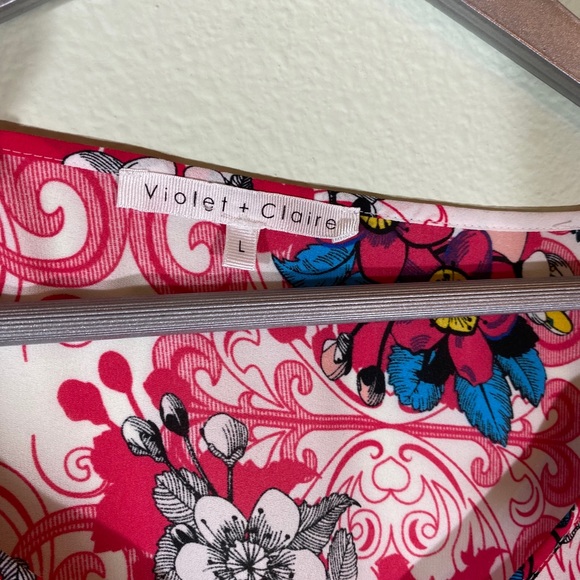 Violet + Claire Floral Kimono Style Loose Fitted Top Size L - Picture 4 of 6